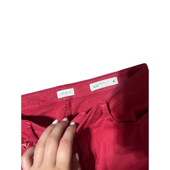 J.Jill‎ red cropped raw hem ankle fit jeans size 4 - Picture 2 of 4